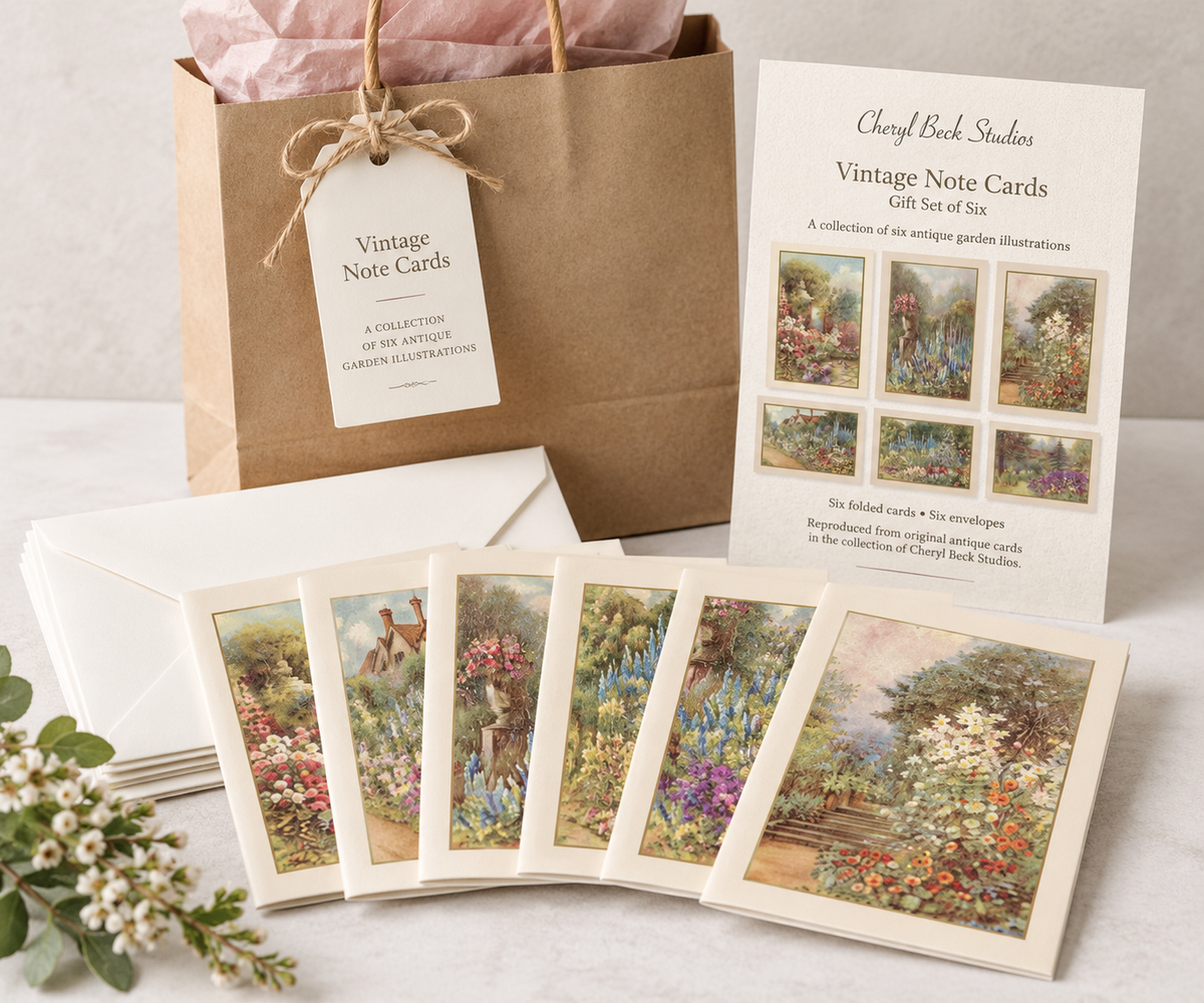 Vintage Garden Note Cards – Gift Set of Six