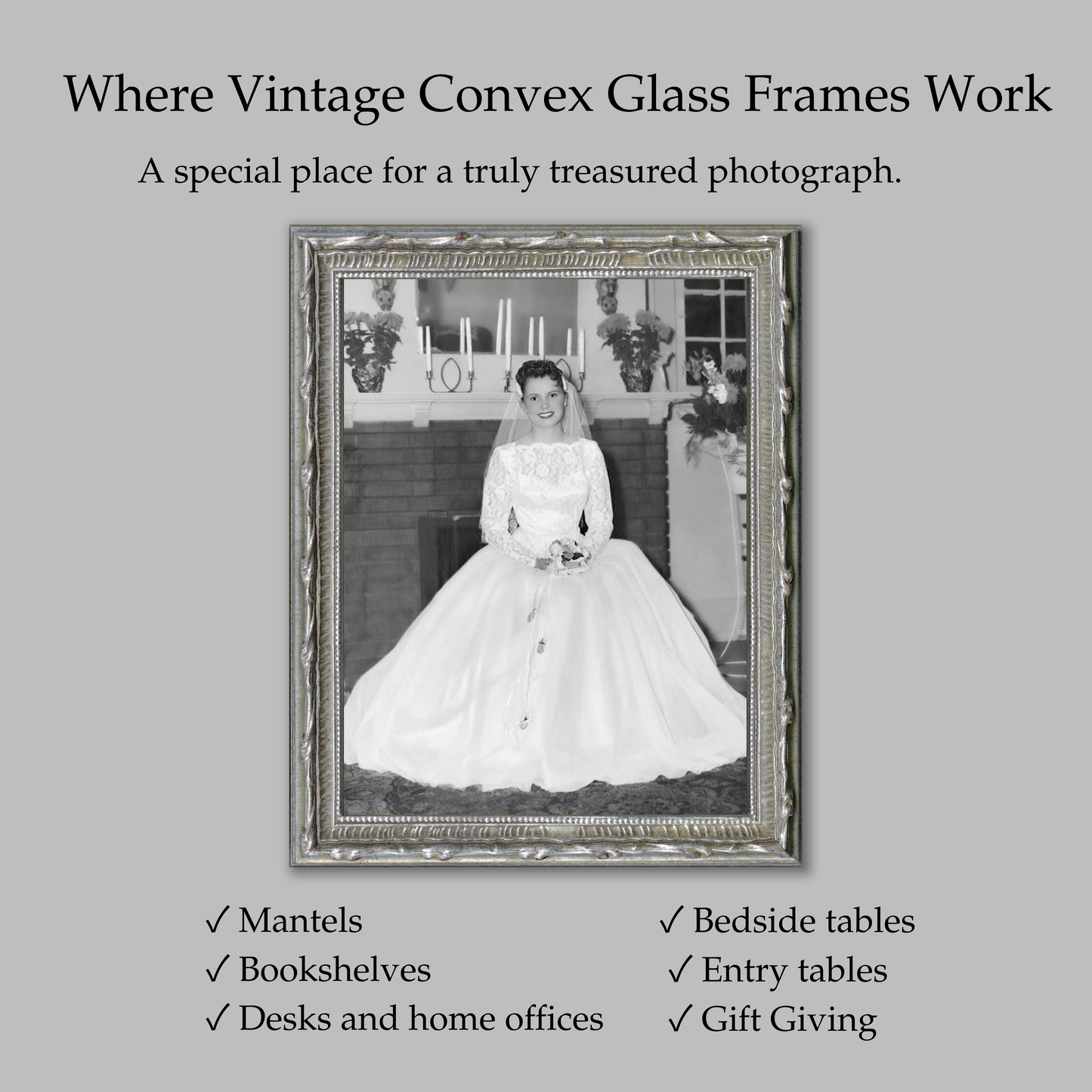 Vintage Convex Glass Frames – (Desk Display)
