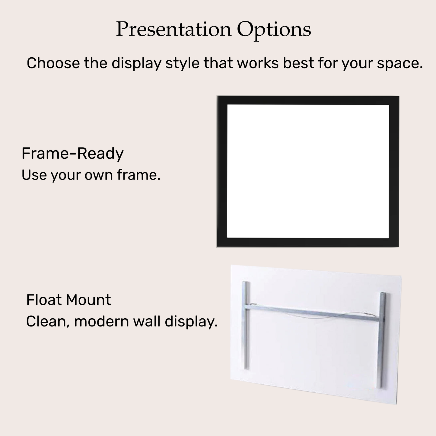 Metal Prints — Frame Ready, Float Mounted